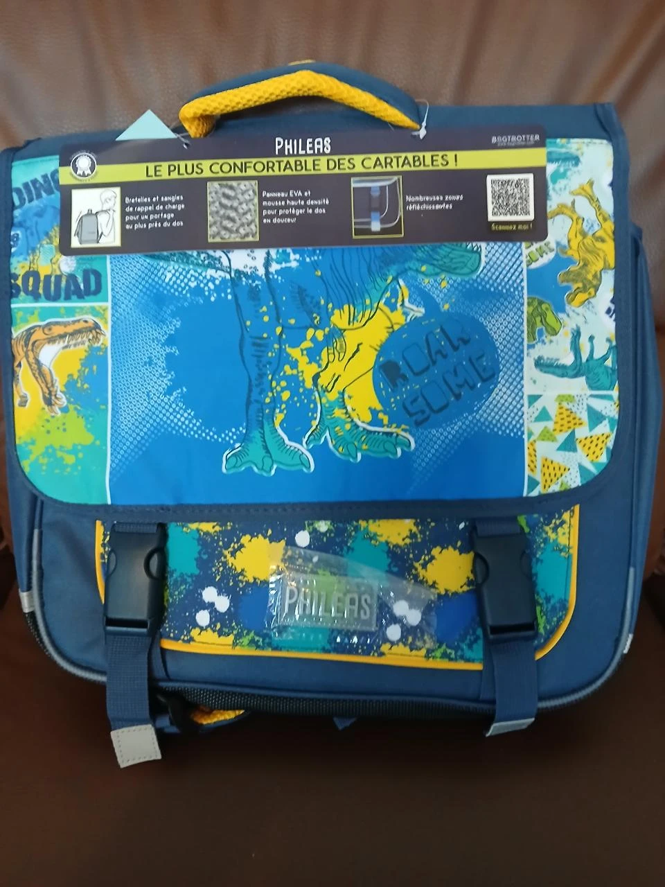 cartable phileas dinosaure garcon 38/16/35 cm